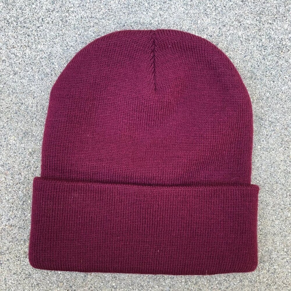 Unisex Adult Beanie Hat Cuffed Ribbed Red One Size 100% Acrylic Cap​​